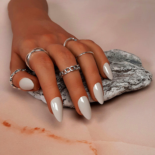 hand made latte short stiletto press on nails