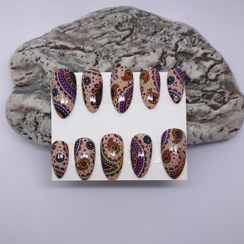 Hippy Paisley Press On Nails