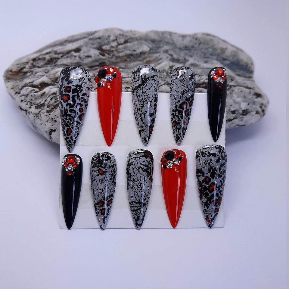 Glittery Animal Print Press On Nails