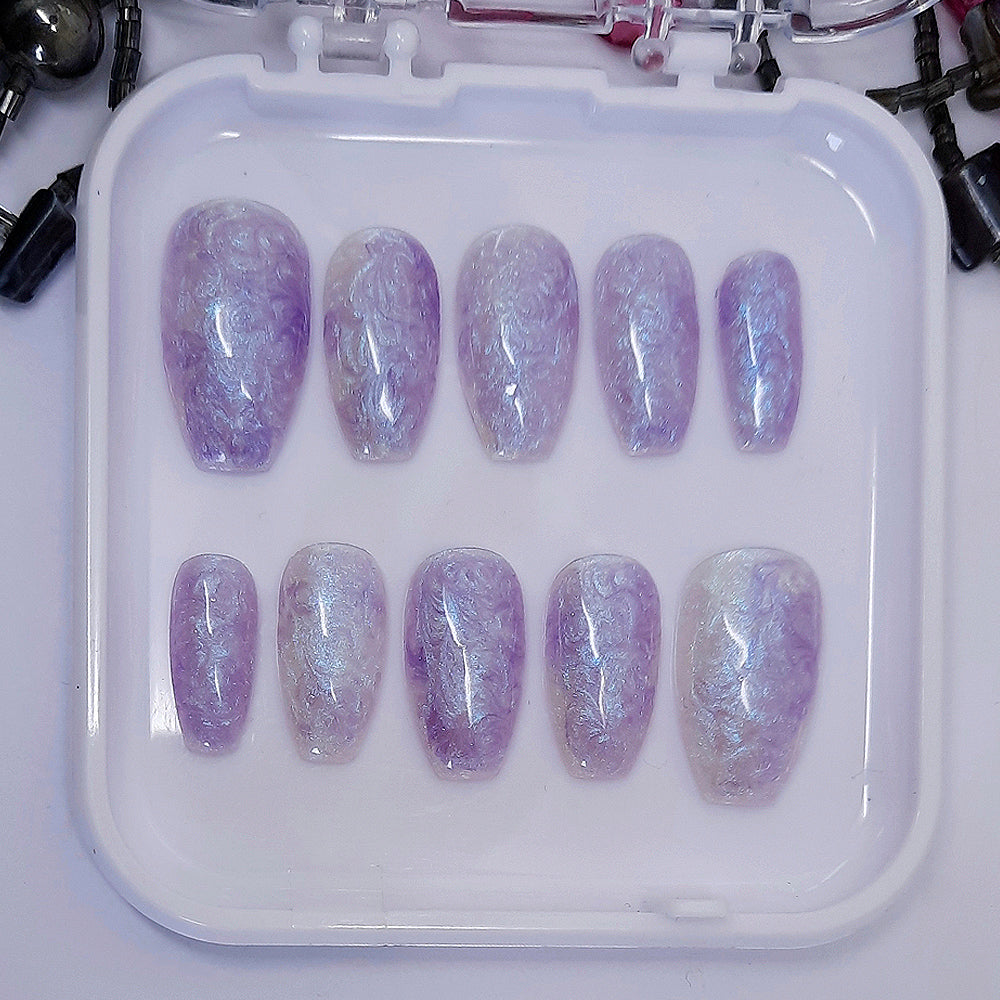 beautiful blue opaleffect press on nails