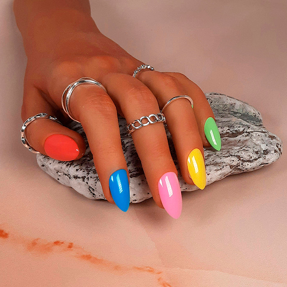 Rainbow Press On Nails