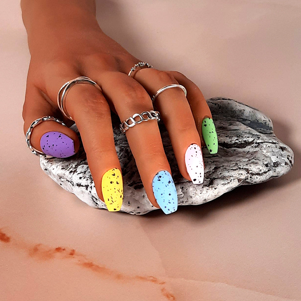 hand made mini eggs short coffin press on nails