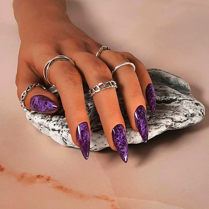 Purple Swirly Press On Nails
