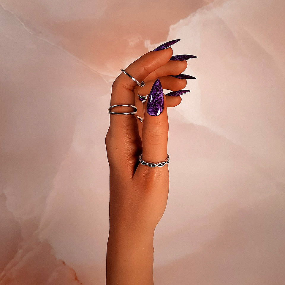 Purple Swirly Press On Nails