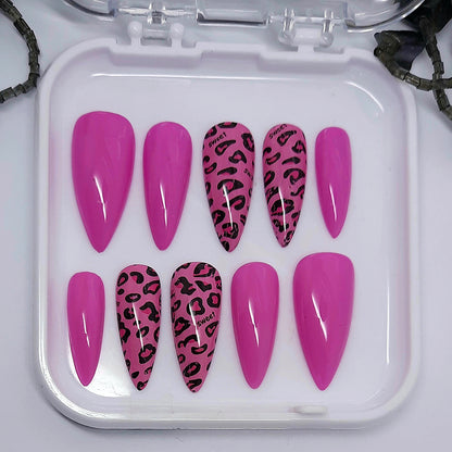 Pink Leopard Press On Nails