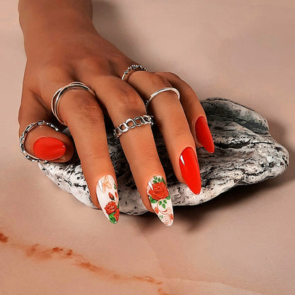 Red Roses Press On Nails