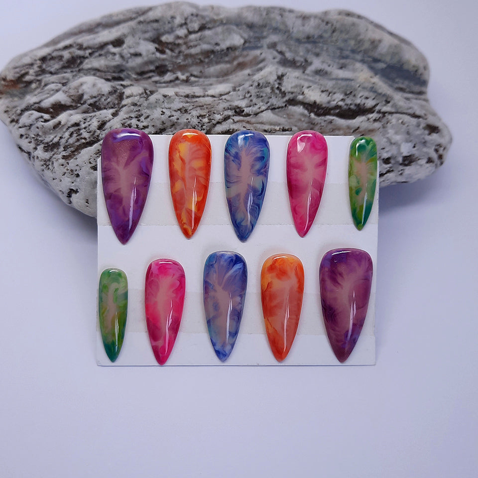 Colourful Marble Press On Nails