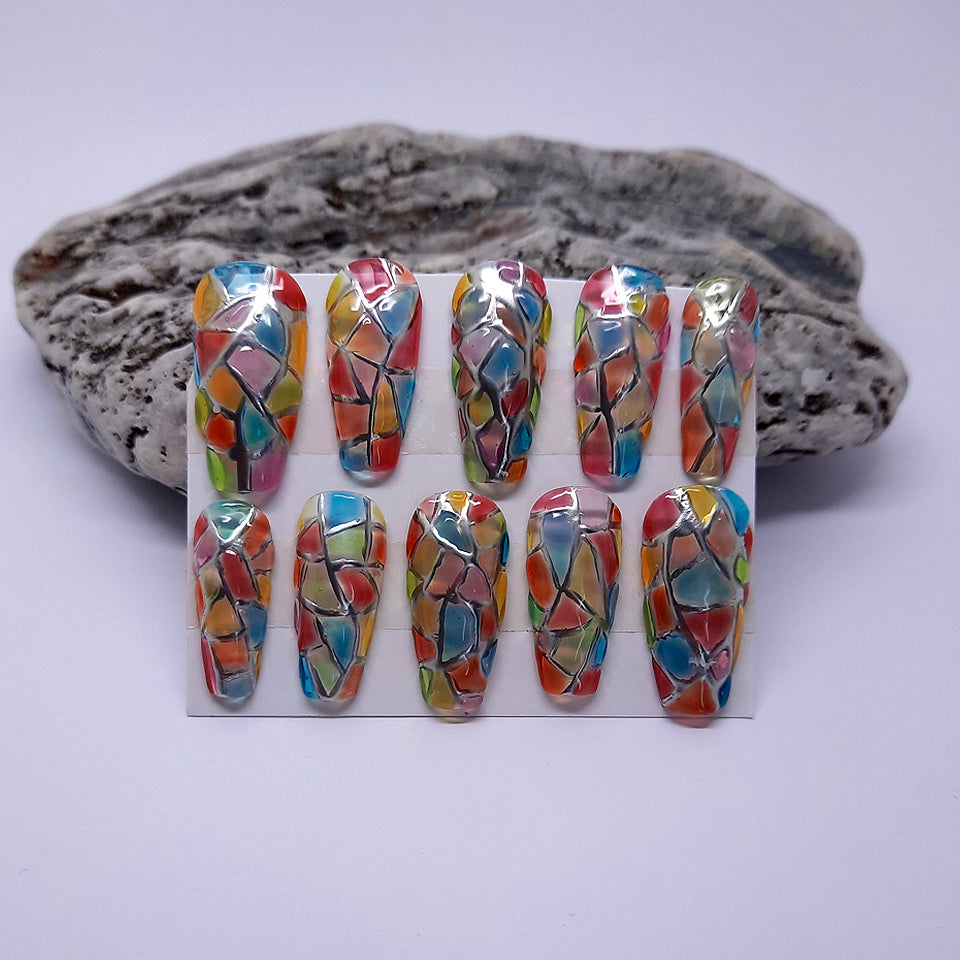 Stained Glass Press On Nails