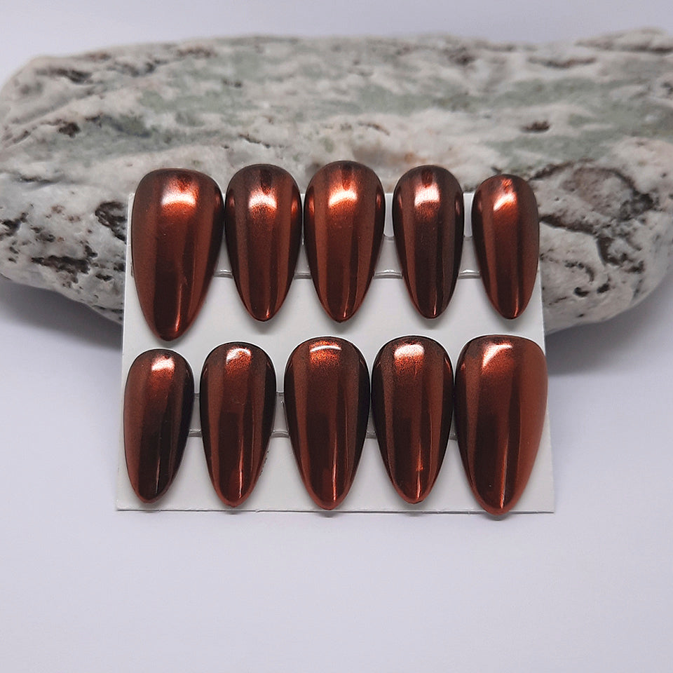 copper chrome press on nails