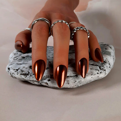 copper chrome press on nails