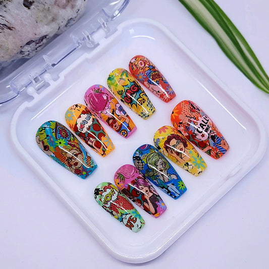 Cartoon Comic Strip Press On Nails