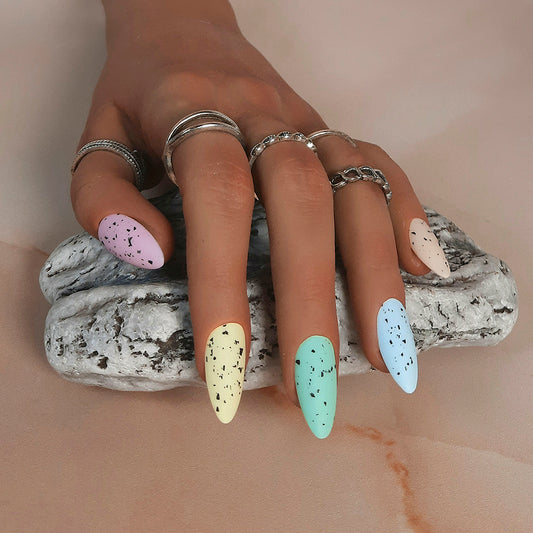 hand made pastel mini egg press on nails
