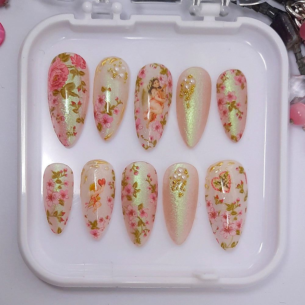 Shimmering Flowers Press On Nails