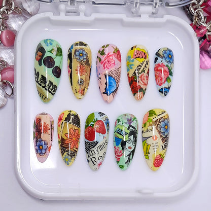 Fabulous funky graffiti style press on nails.